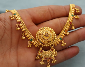 22kt Gold Chain For Head 22k yellow gold indian Head jewelry, Indian Borla wedding traditional ornaments, Indian Outfit, K2674