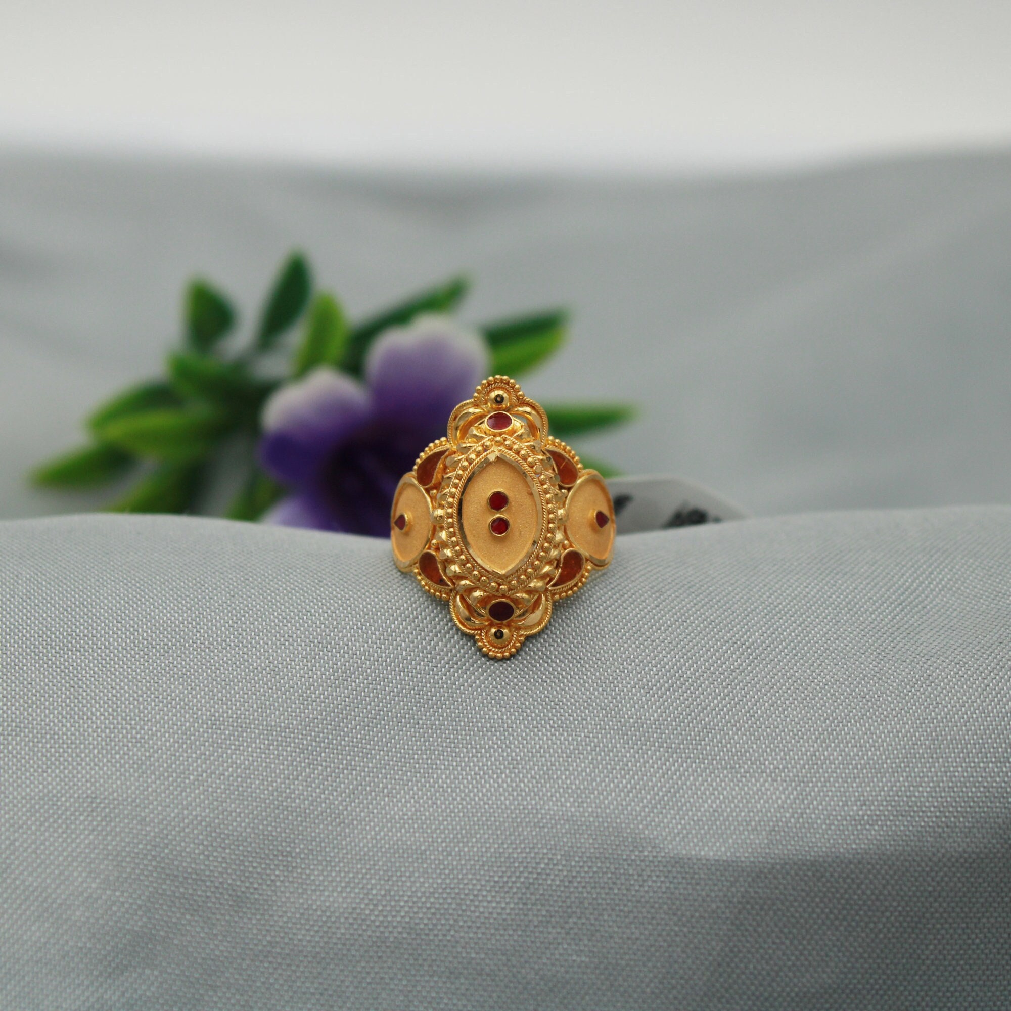 22kt Gold Ring Indian Handmade Intricate Vintage Design, 46% OFF