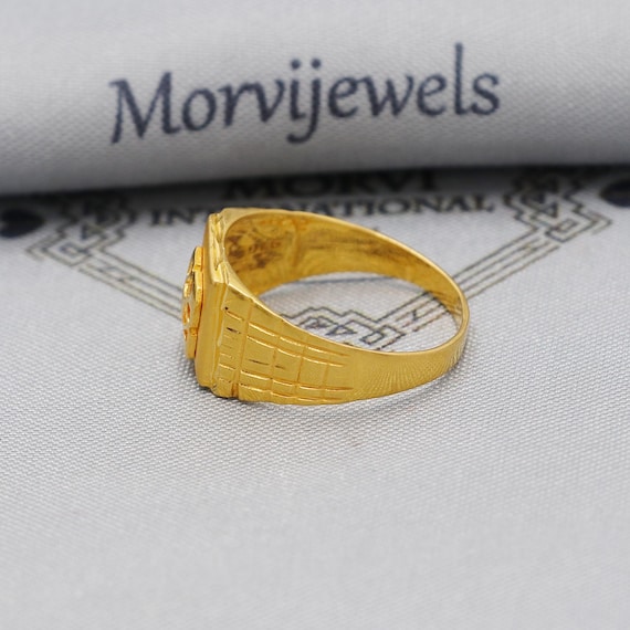 Solid Gold 22k Indian Ring Handmade Jewelry, Wedding Carved