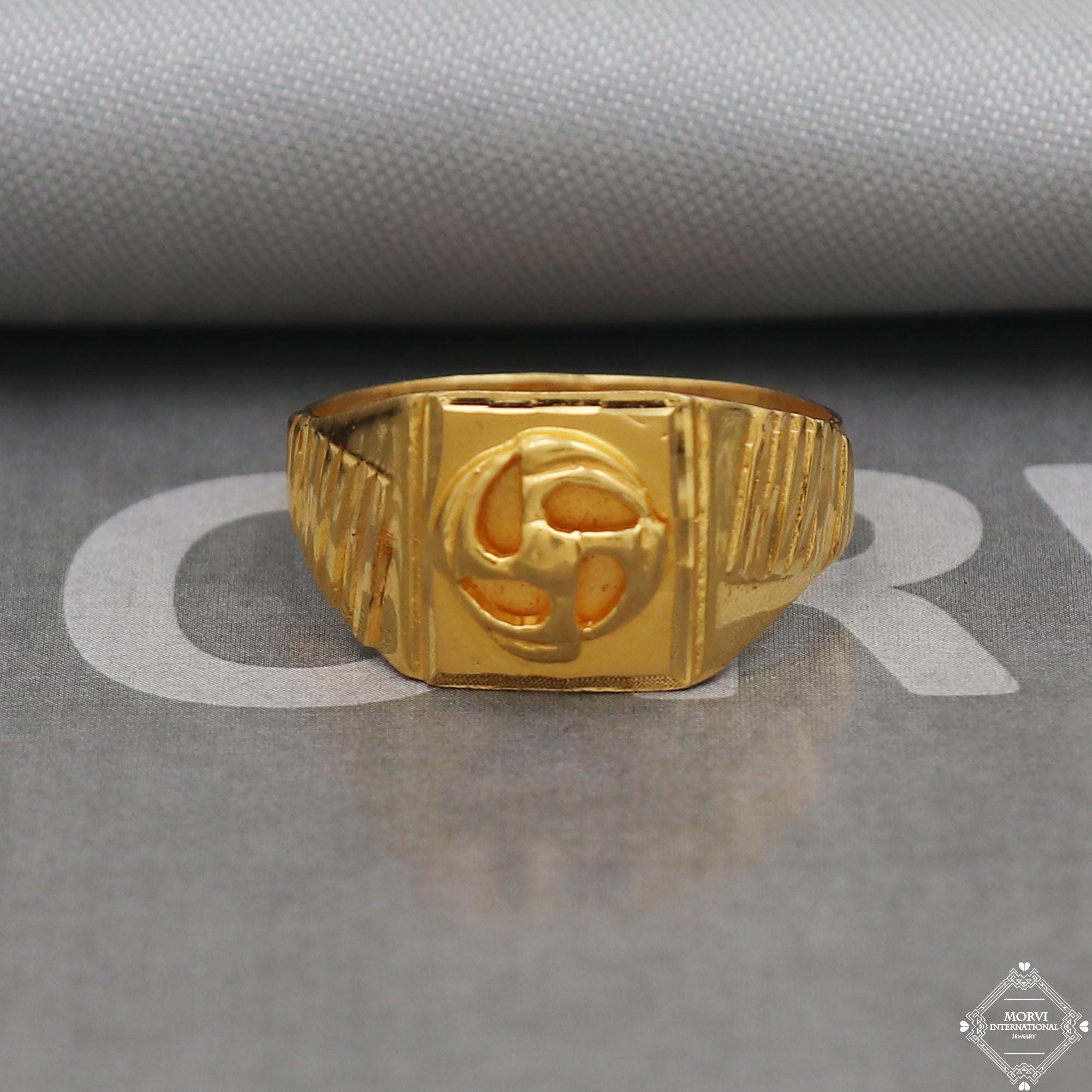 22k Yellow Gold Ring Size 7.75 US and All, Hand Carved Gold Ring