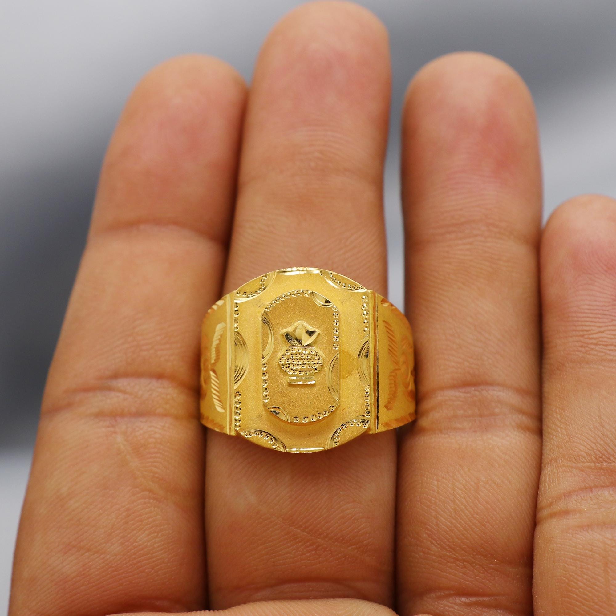 Sacred Pot Kalash Kumbha Ring Handmade 22k Gold Ring Indian