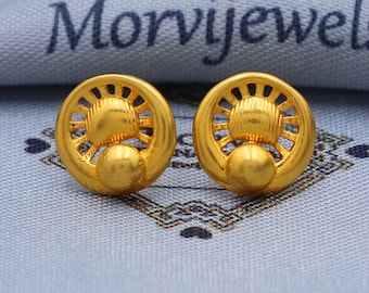 JewelryAffairs - Orecchini a bottone in oro giallo 14 K, design a