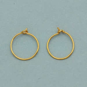 20k Yellow Gold Hoop Bali Earrings , Handmade big Yellow gold earrings for women, Valentine Day gift, simple design indian gold earrings