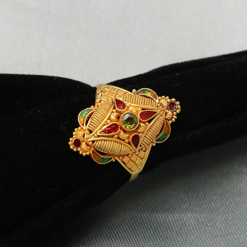 22k Yellow Gold Ring Vintage Antique Design Ring Handmade Ring - Etsy