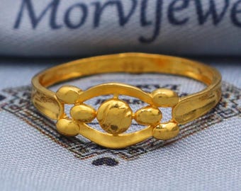 22k Solid Yellow Gold Handmade Indian Ring Jewelry, Gift, Real