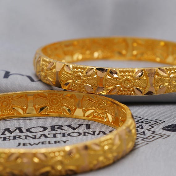Pure 22k Gold Bangles Indian Handmade Lightweight Delicate Vintage