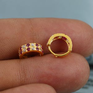 20k Yellow Gold Hoop Bali Earrings , Handmade Yellow gold earrings for women, Small Tiny Hoops, dainty indian gold earrings for teens, K5421