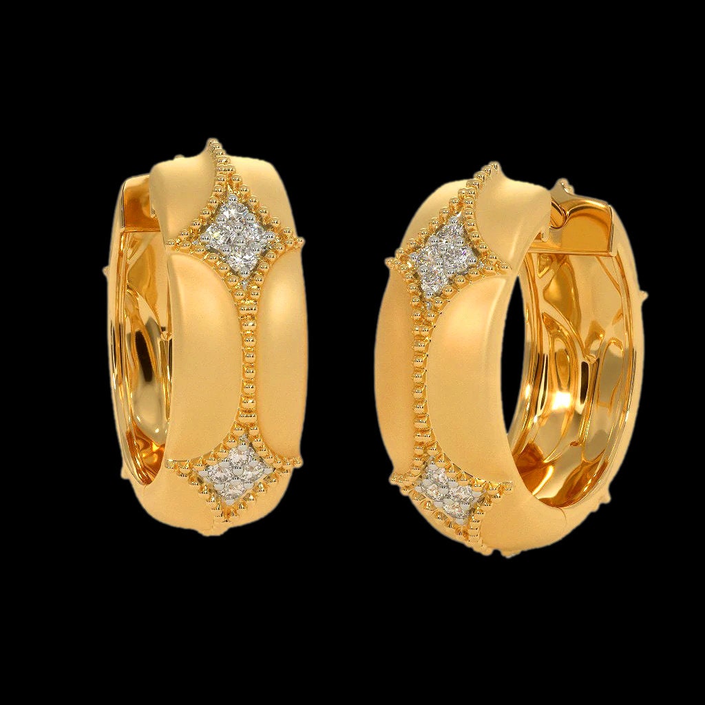 Diamond-Cut Basket Weave U-Hoop Earrings in 10K Gold | Zales
