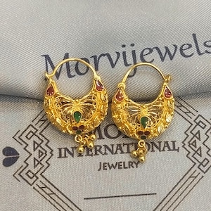 Solid 22k Gold Hoop Earrings | Traditional Indian Bali Hoops | Lightweight Pure Gold Earrings for Women, K5872