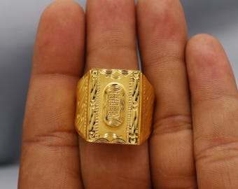 Double Tone 22k Fine Gold Ring Featuring a Om Symbol Handcrafted