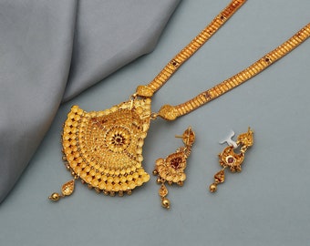 22k Yellow Gold Necklace Set, Indian Gold Set, Indian Gold