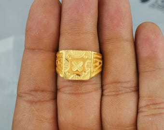INDIAN JEWELRY IH(Indian Hand Made) リング Handmade Indian Ring Crafted From 22k Yellow Gold, Often Featuring