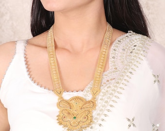 Colgante de oro macizo auténtico de 22 quilates con cadena gruesa de oro. Collar de oro auténtico hecho a mano en India, K5692A.