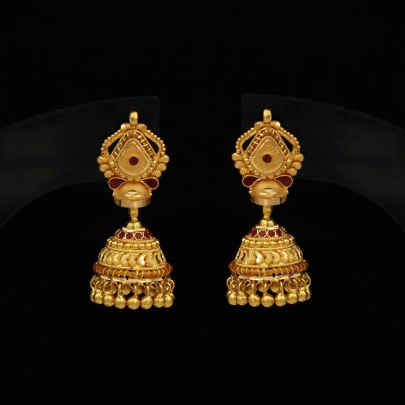 Women's Elegant Traditional Wear Golden Jhumka Earrings For Women & Girls|Women's  Earring Set
