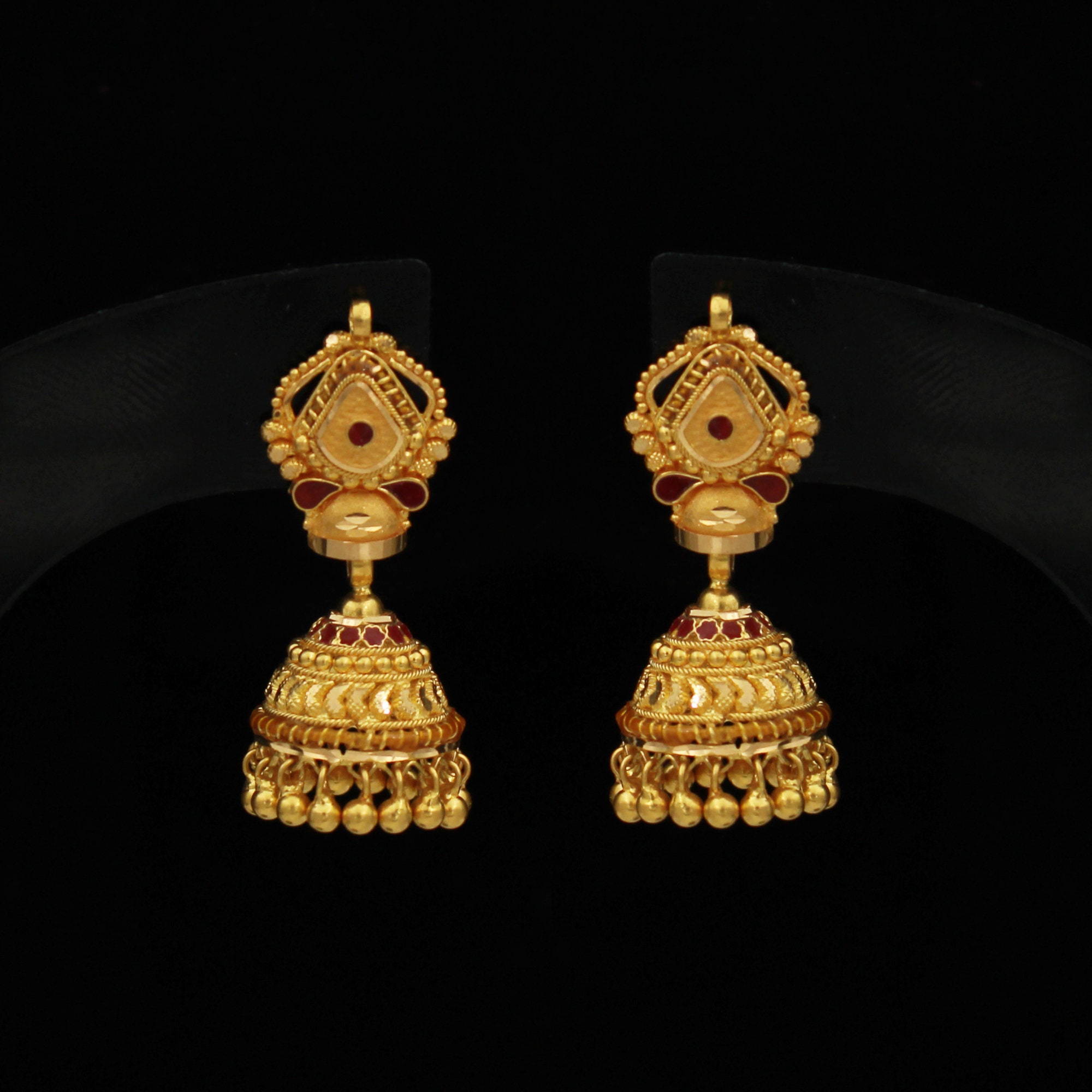 22k Yellow Gold Jhumka Earrings , Handmade Vintage Pure Traditional Wedding  Design Indian Style WEDDING Dangle Jhumki Earrings Chandelier - Etsy