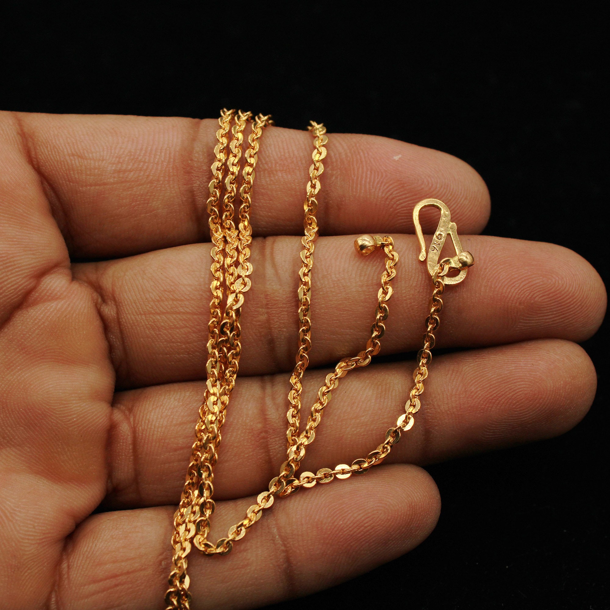 22k Yellow Gold Chain Handmade Necklace Jewelry 22k Gold Rolo