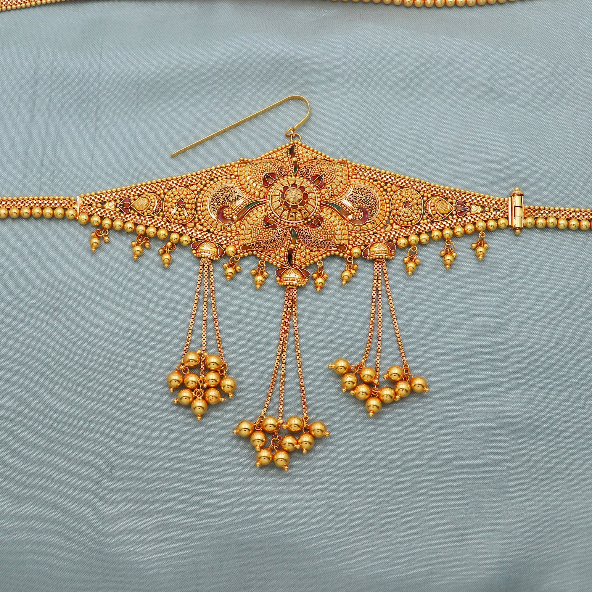 22k Yellow Gold Belly Chain Indian Gold Kamar Bandh Indian