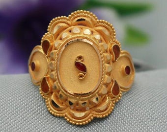 22k Gold Ring, Handmade Jewelry, Indian, Gift, Real Gold, Women