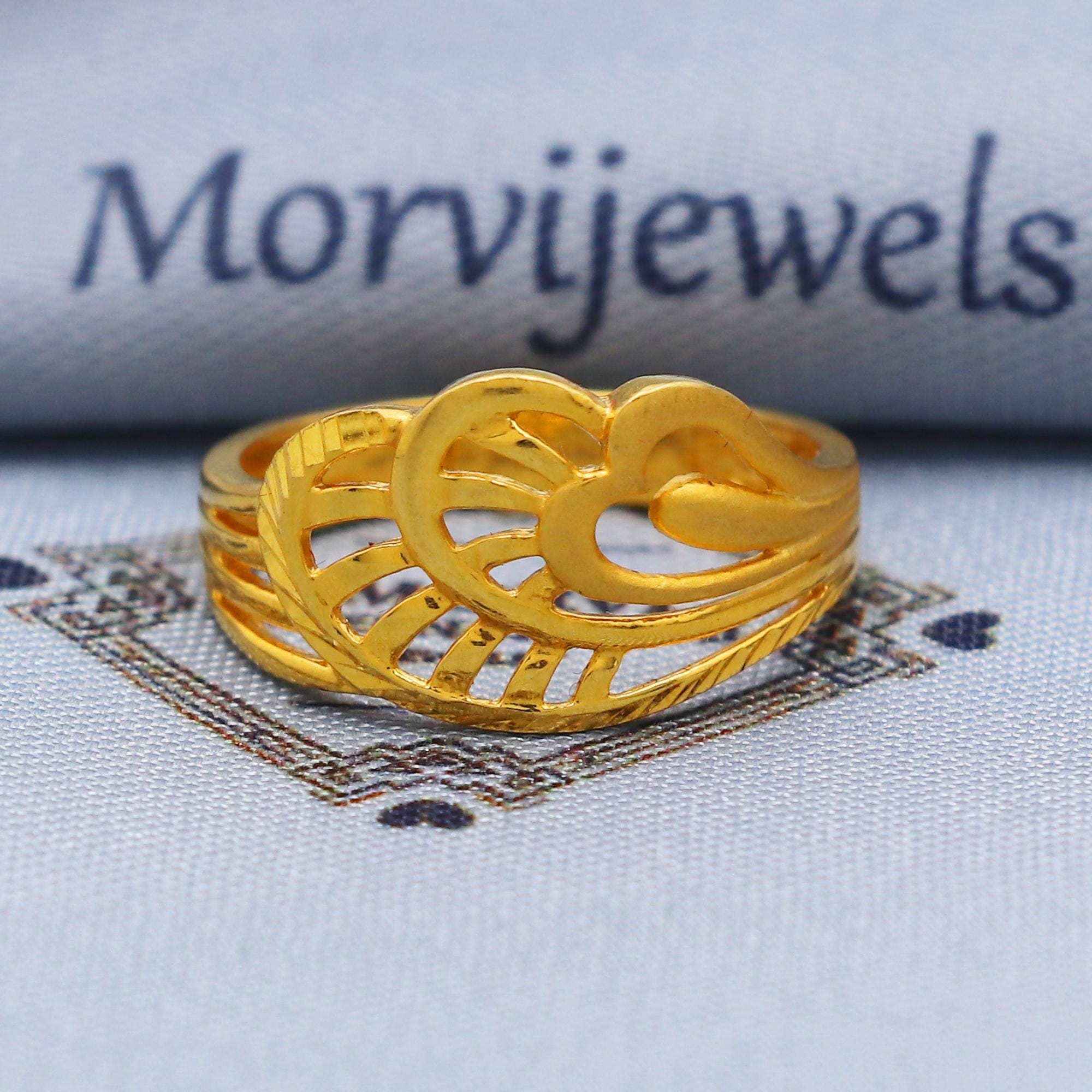 Hand Carved 22k Gold Ring, Heart Gold Ring, K5738 - Etsy