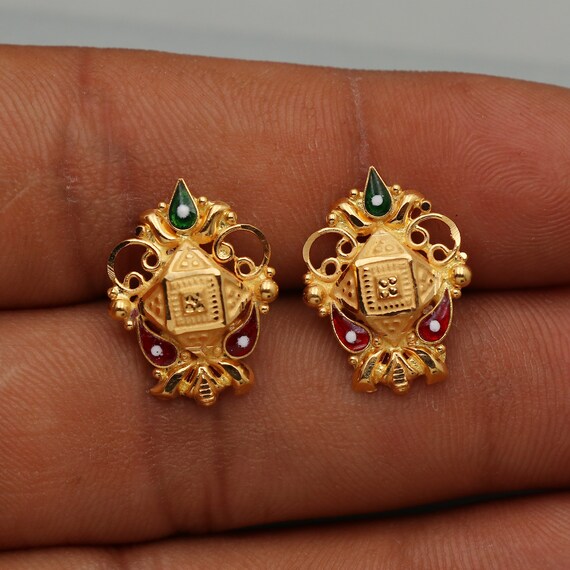 Jewellers Golden Bahubali Tops Stud Earrings For Women/Girls/Gold Plated/ Latest Design/Attractive Lo at Rs 15/piece | गोल्ड प्लेटेड इयररिंग in  Mumbai | ID: 21303119197