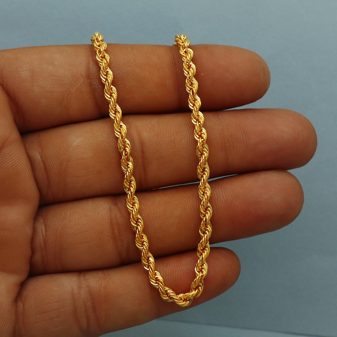 Rope Style 22k Yellow Gold Chain Necklace Gift , All Sizes, 22k Karat ...