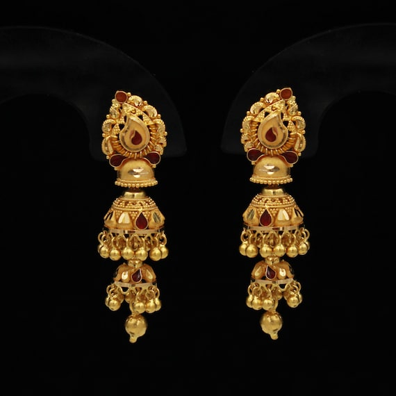 Enchanting 22K Gold Jhumka Earrings