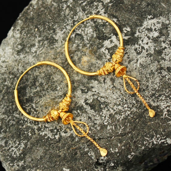 Golden Gold Bali Earrings at Rs 5500/pair in New Delhi | ID: 14449038297