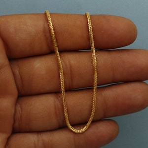 Box Style 22k Yellow Gold Handmade Chain Necklace, 22k karat 22kt 22ct Indian Gold Handmade chain necklace Jewelry for gift,