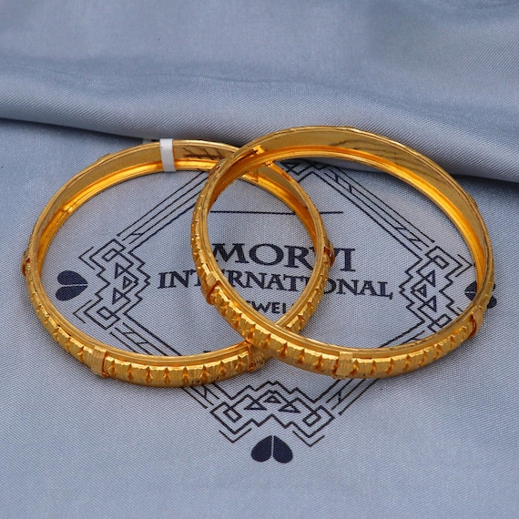 Solid Real 22k Gold Bangles Indian Handmade, Traditional Vintage