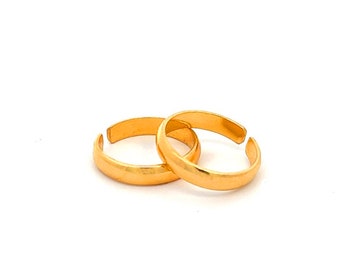 simple 22k Yellow Gold toe ring, Handmade gold toe ring pair for women, indian gold toe jewelry, real gold bichiya Gift,