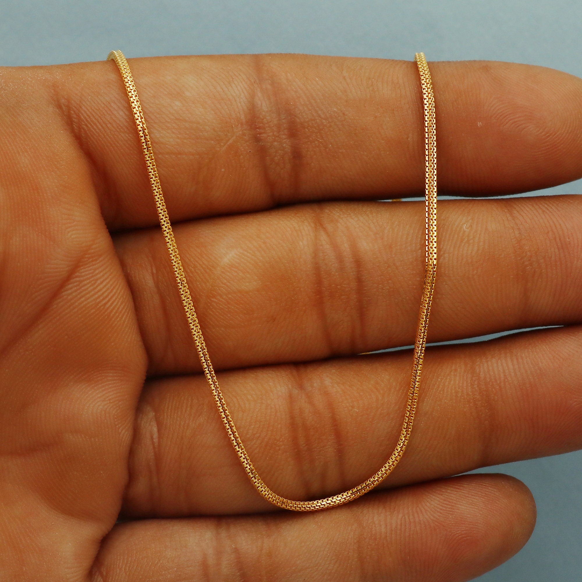 Box Style 22k Yellow Gold Chain Necklace Gift All Sizes 22k