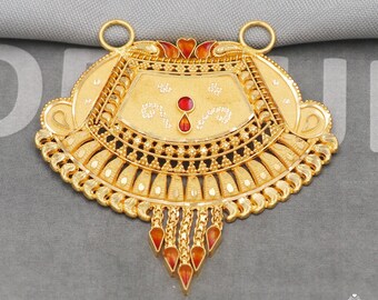 22カラット 22K ゴールドペンダントネックレス ハンドメイド インド風マンガルストラ ハンドメイド ヴィンテージ アンティークデザインジュエリー、K5072