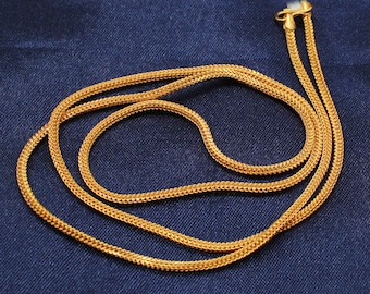 Pure 22k Yellow Gold Chain Necklace For men women Anniversary Wedding Gift , Indian Gold Handmade necklace Jewelry