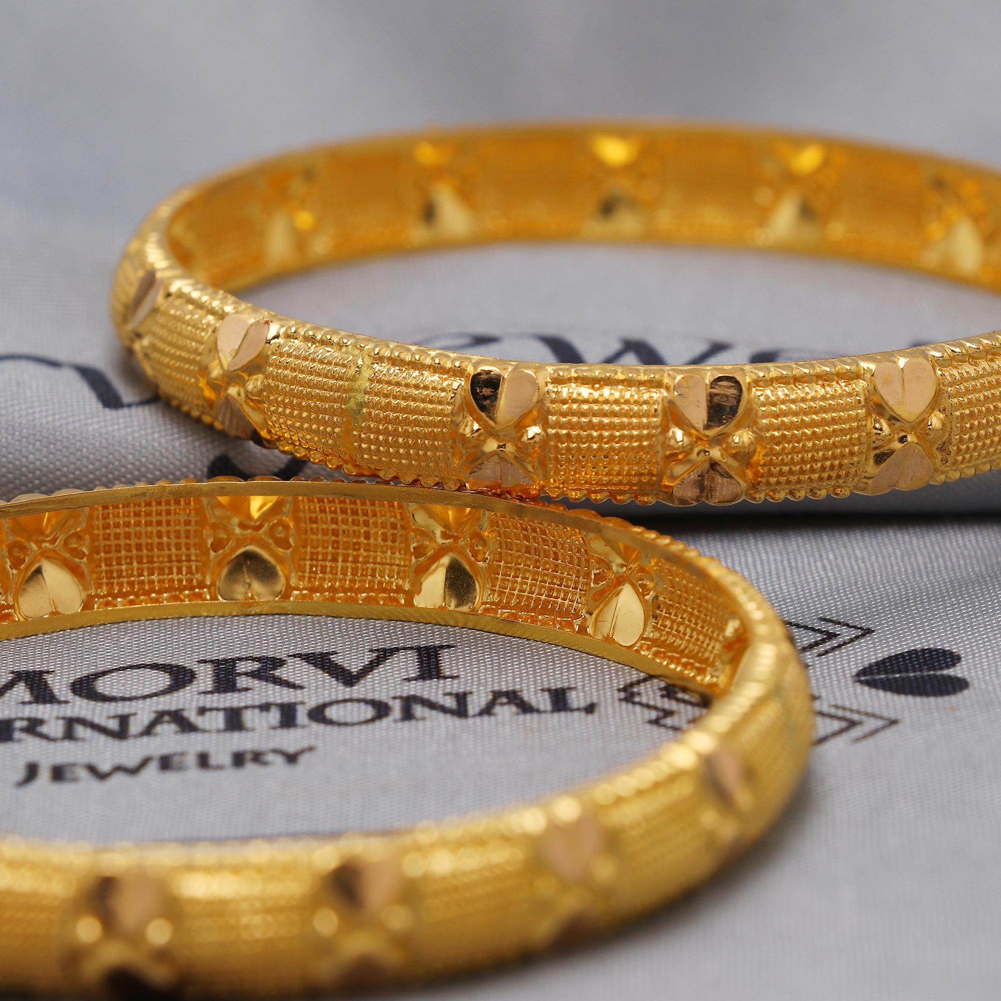 Pure 22k Gold Bangles Indian Handmade Lightweight Delicate Vintage