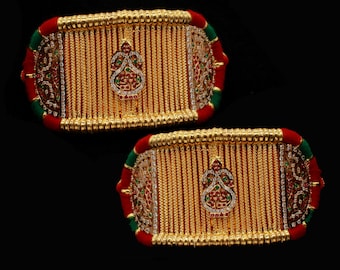 Bracciale in oro 22k Bracciale Bajuband, gioielli in oro indiano, tradizionale bracciale in oro Rajasthani