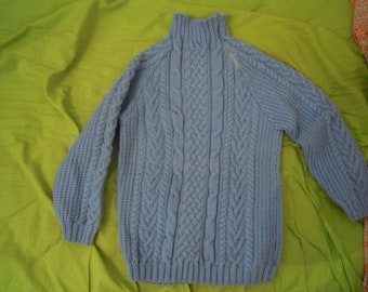 pull irlandais tricoté main taille 8 ans
