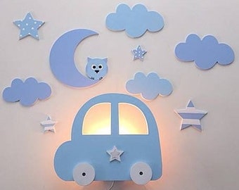 Wall lamp slumber light car children's lamp wall lamp wooden lamp baby lamp children's room night light night lamp