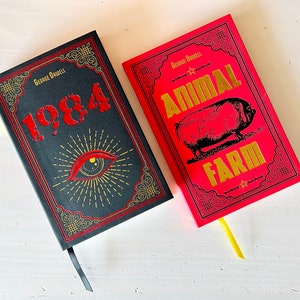 1984 or Animal Farm George Orwell Best Seller Collectible Special Gift Edition Books Classic Literature Book Collection Metallic Suede Cover