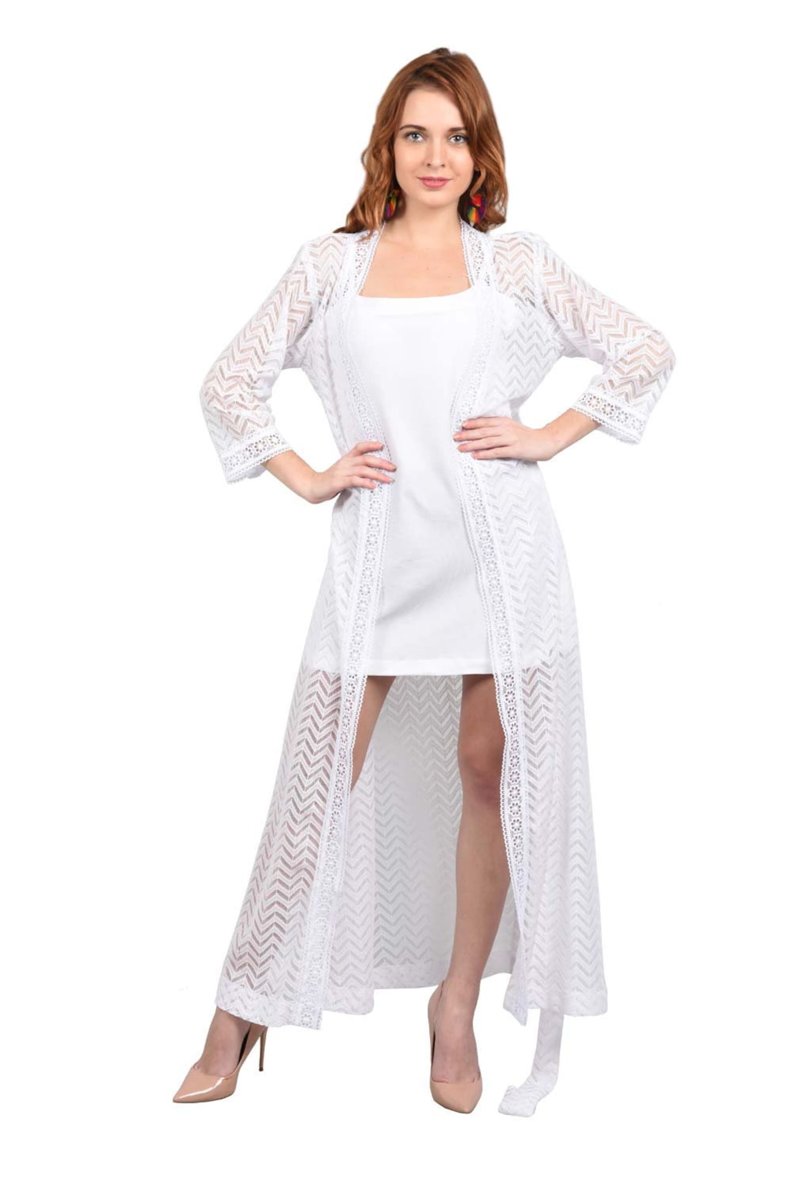 Long Lace Jacket coat with Camisole Etsy