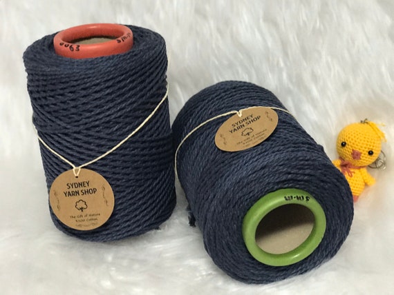 63-MIDNIGHT Blue,3mm Twisted Colour Rope, Macrame Rope, Double