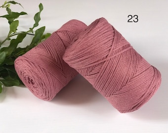 23-ROSE 2.5mm Recycled Cord, Cotton Macrame, 250g, 225m, Bag/Basket Yarn,