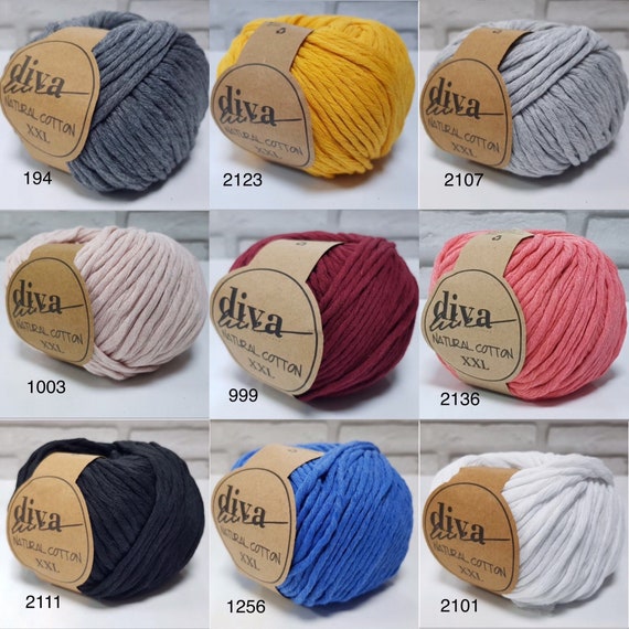 Diva Natural Cotton Yarn, 100% Recycled Cotton Yarn, Diva Yarn
