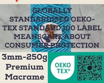 3mm Cotton Macrame String, 250g Spool, OEKO-TEX Certified Yarn