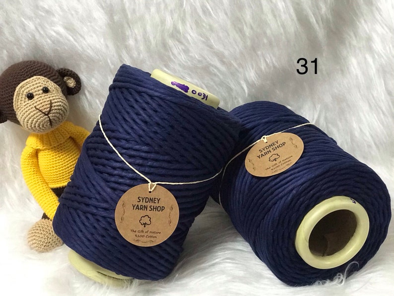 31-MIDNIGHT BLUE Macrame Cotton String 100/% Cotton Super Soft String 5mm Coloured Macrame String Single Twist 1kg
