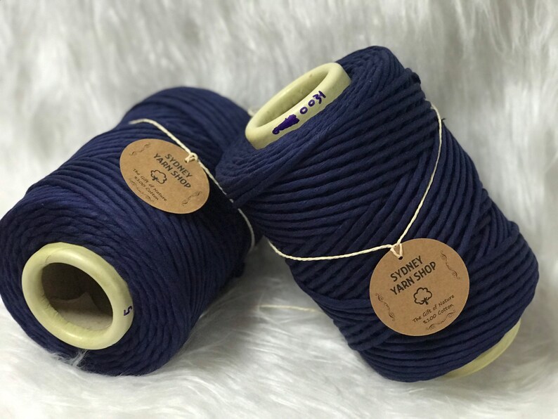 31-MIDNIGHT BLUE Macrame Cotton String 100/% Cotton Super Soft String 5mm Coloured Macrame String Single Twist 1kg
