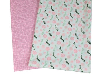Cotton fabric FLOWERS TENDONS PINK Dotty pink // 50 x 140 cm patchwork fabrics fabric scraps Oeko Tex 100 certified