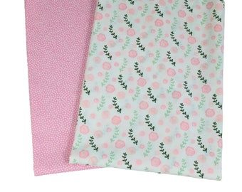 Baumwollstoff BLUMEN RANKEN ROSA Dotty rosa  //   50 x 140 cm  Patchwork Stoffe Stoffreste Öko Tex 100 zertifiziert