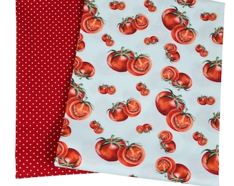 Baumwollstoff TOMATEN TUPFEN ROT   //   50 x 140 cm  Patchwork Stoffe Stoffreste Öko Tex 100 zertifiziert