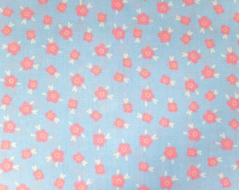 Cotton fabric FLOWERS AUD LIGHT BLUE 50 x 140 cm patchwork fabrics scraps Öko Tex 100 certified