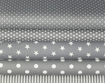 Fabric package GREY // 5 x 25 X 140 cm patchwork fabrics fabric scraps Oeko Tex 100 certified